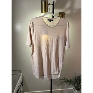 Elwood‎ Womens Curved Hem Cotton Tee Shirt Pale Pink Nude Medium EMT023255
